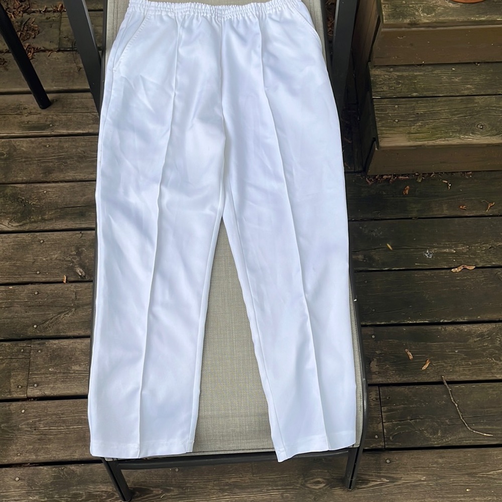 Damar Pull On White Dress Pants with Fully Elasticized Waist